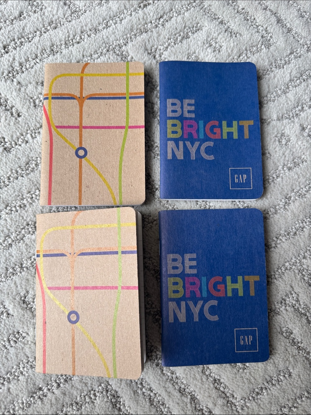 Vintage Gap Be Bright NYC notebook" & "Gap MTA subway map journal"